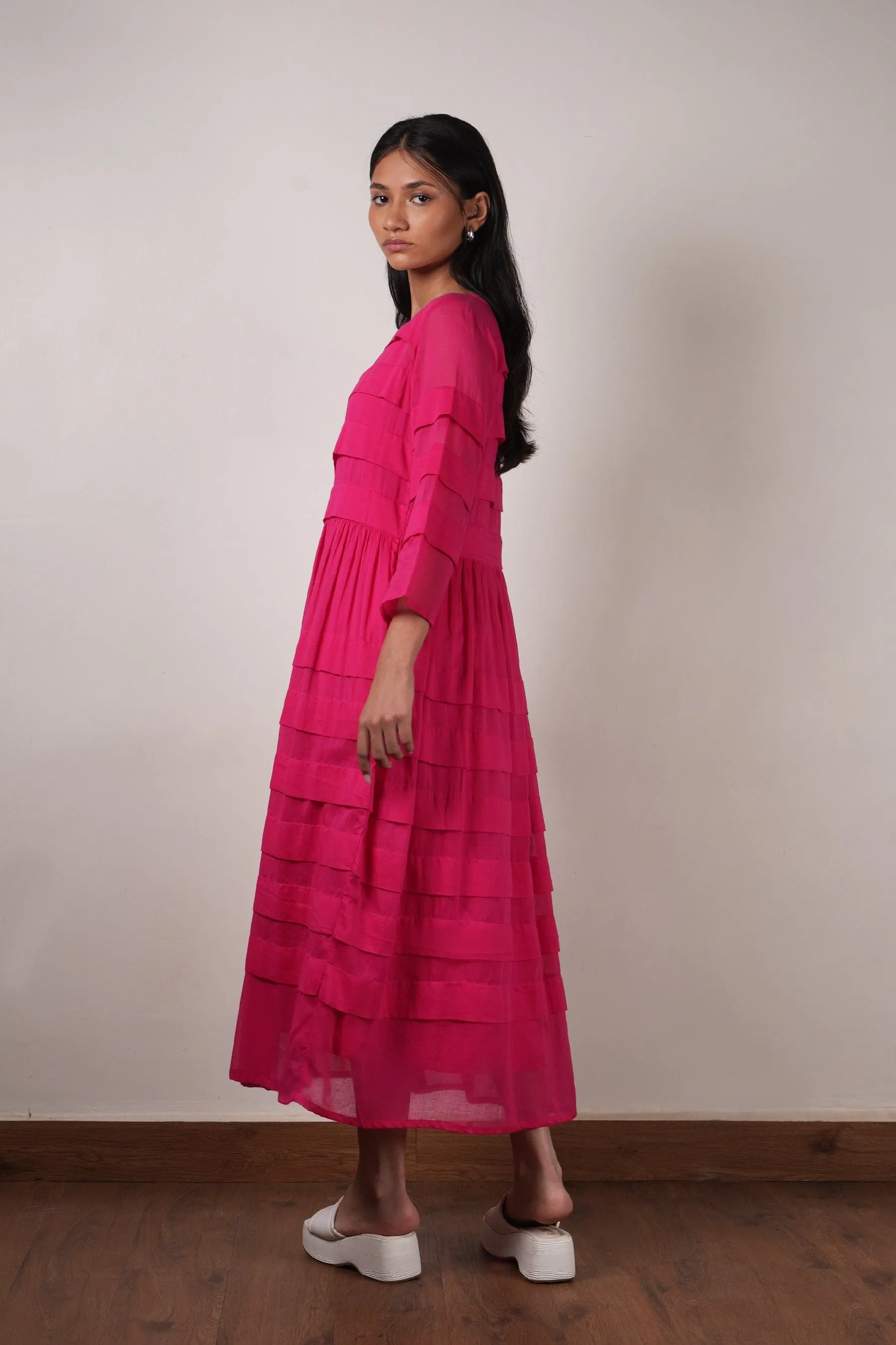 Mati Pleated Dress-Pink