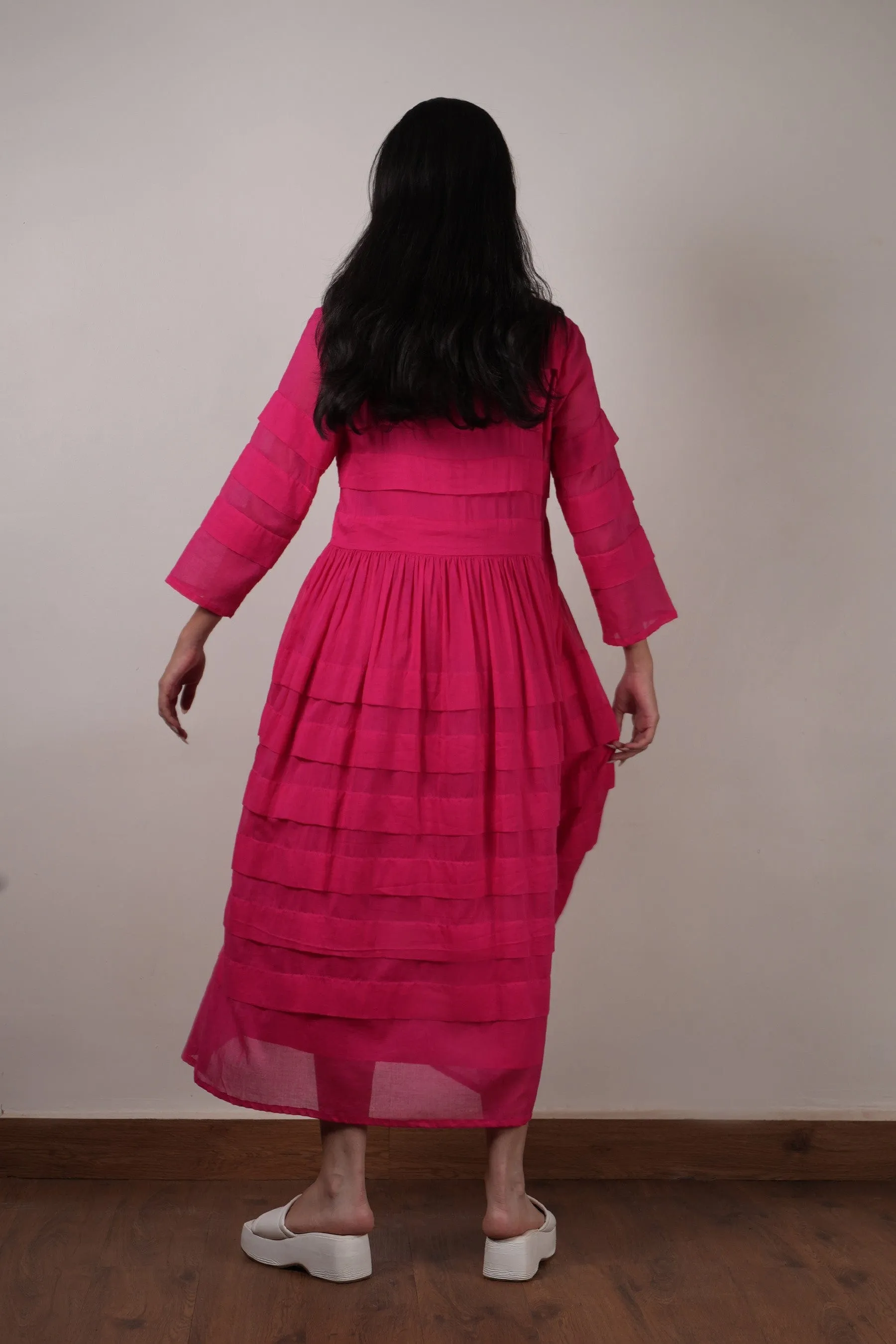 Mati Pleated Dress-Pink
