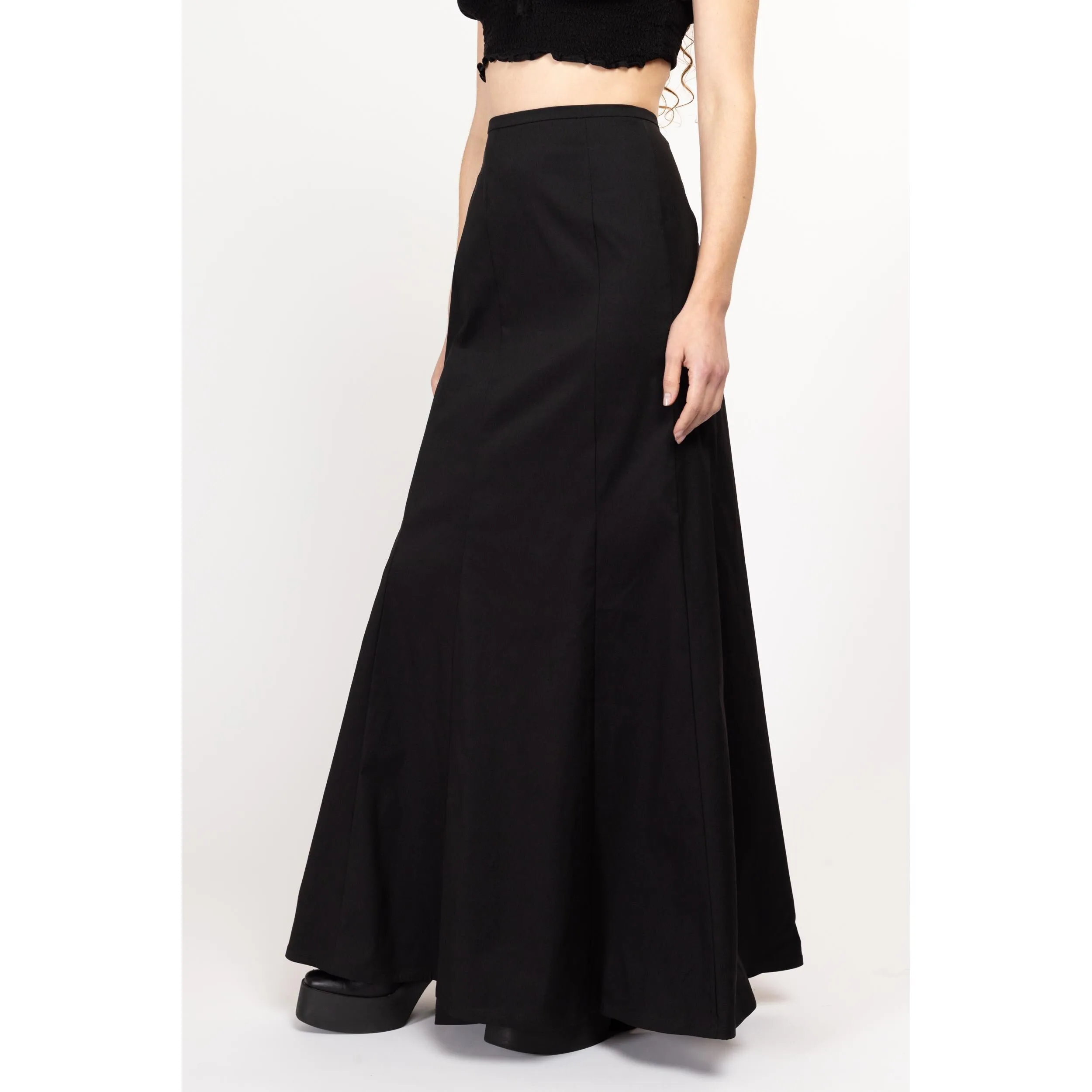 Med-Lrg 90s Tadashi Shoji Black Trumpet Maxi Skirt