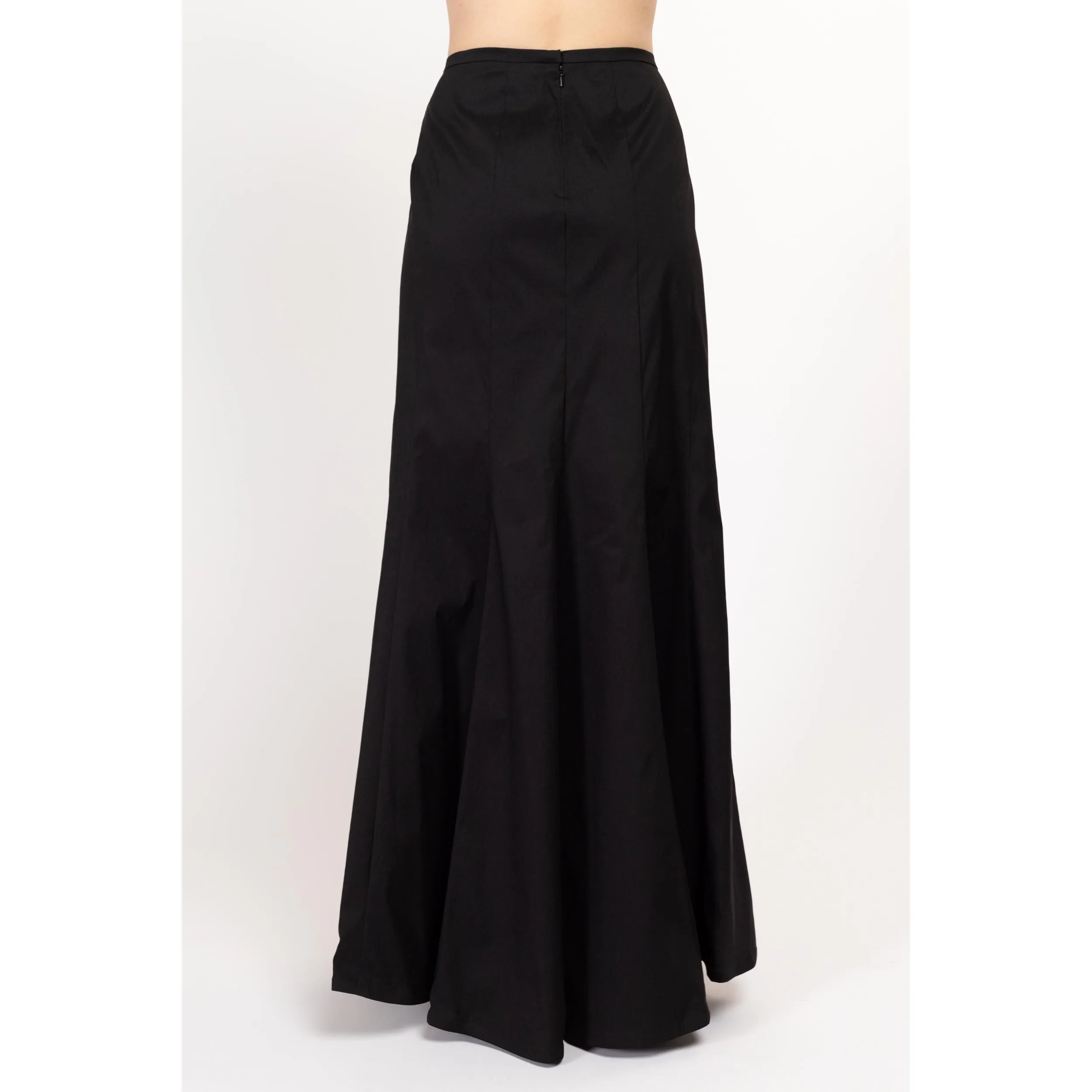 Med-Lrg 90s Tadashi Shoji Black Trumpet Maxi Skirt