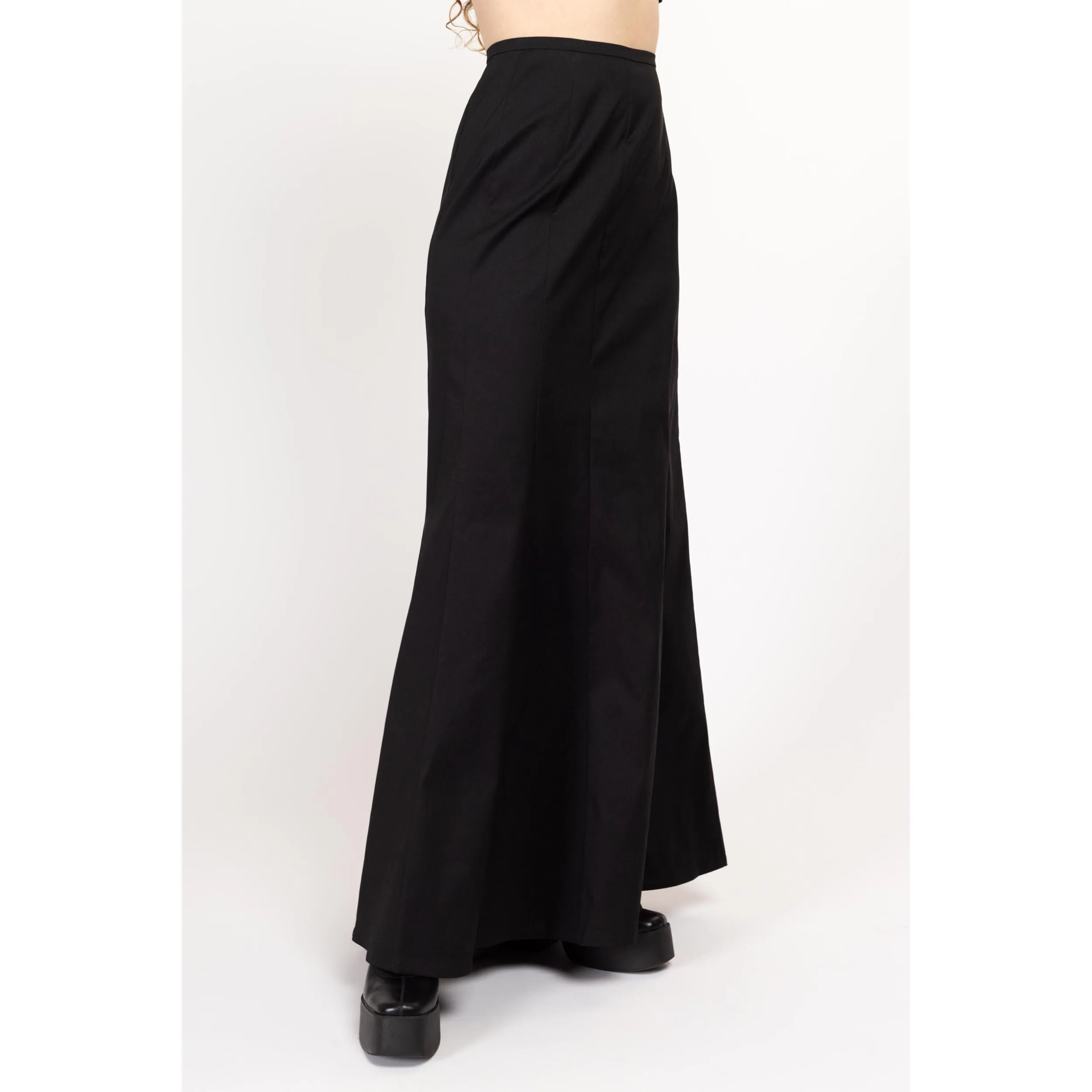 Med-Lrg 90s Tadashi Shoji Black Trumpet Maxi Skirt