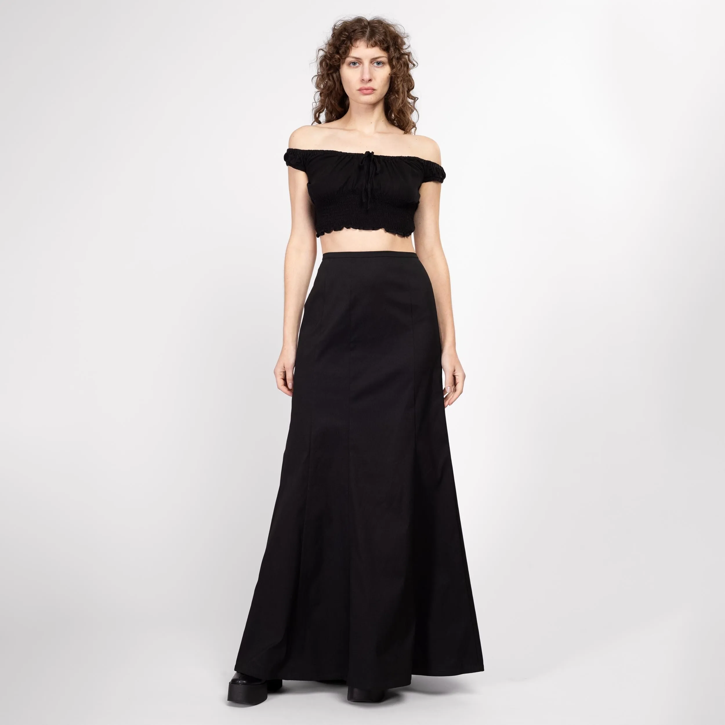 Med-Lrg 90s Tadashi Shoji Black Trumpet Maxi Skirt