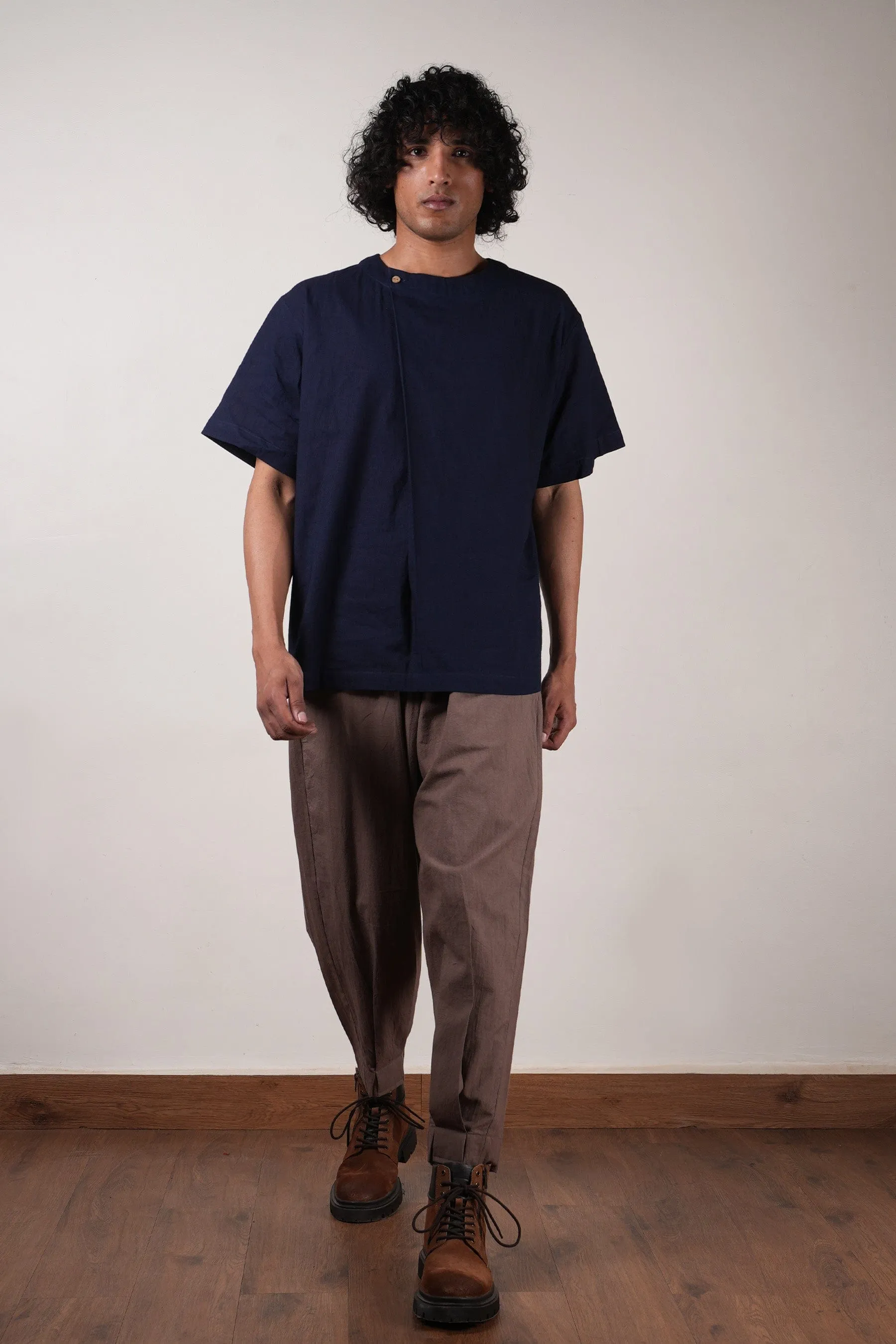 Men's Beige Pleated Trousers
