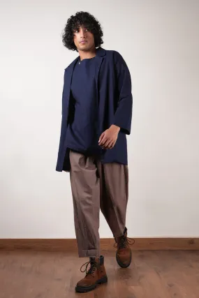 Men's Beige Pleated Trousers