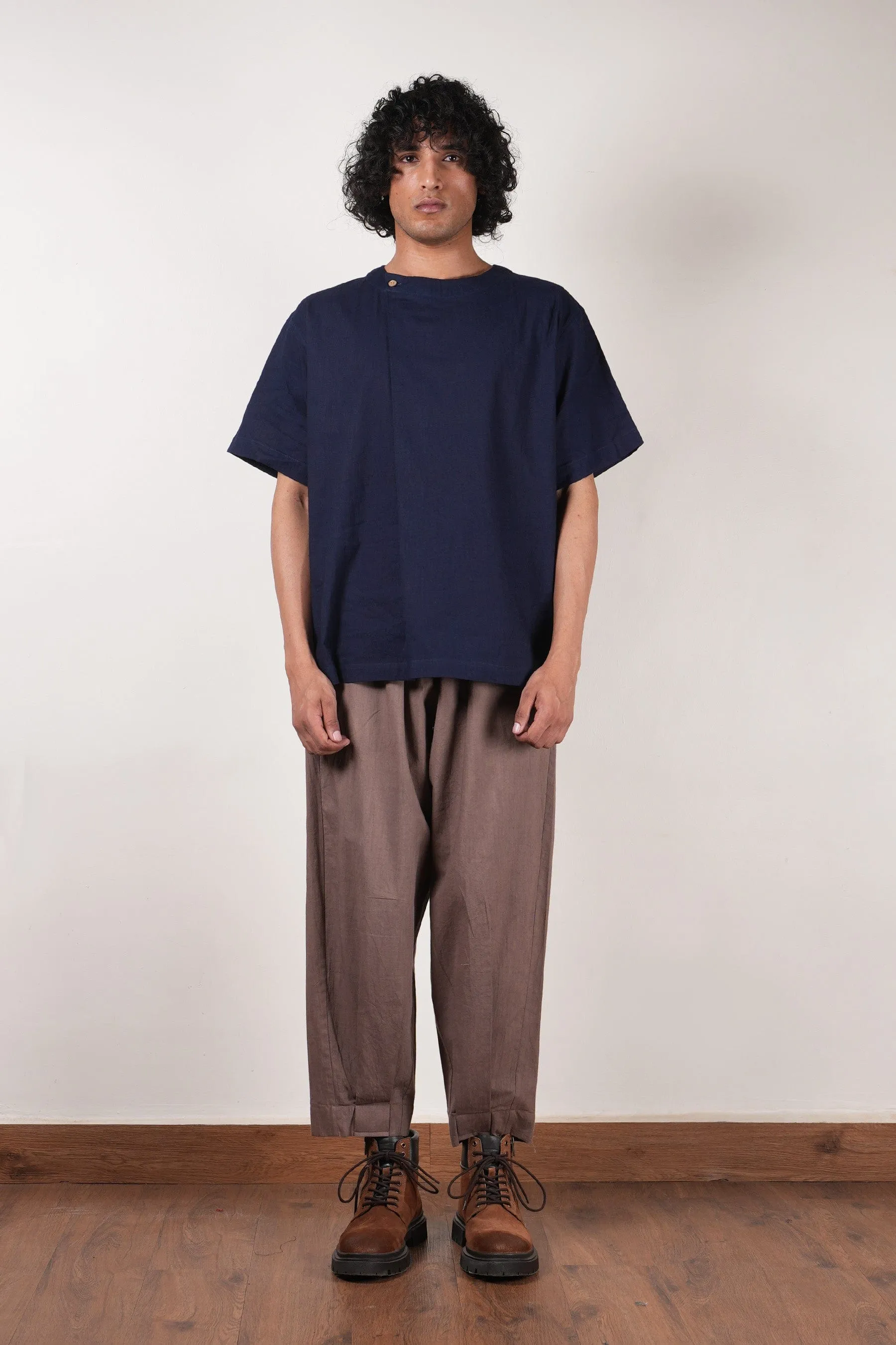 Men's Beige Pleated Trousers