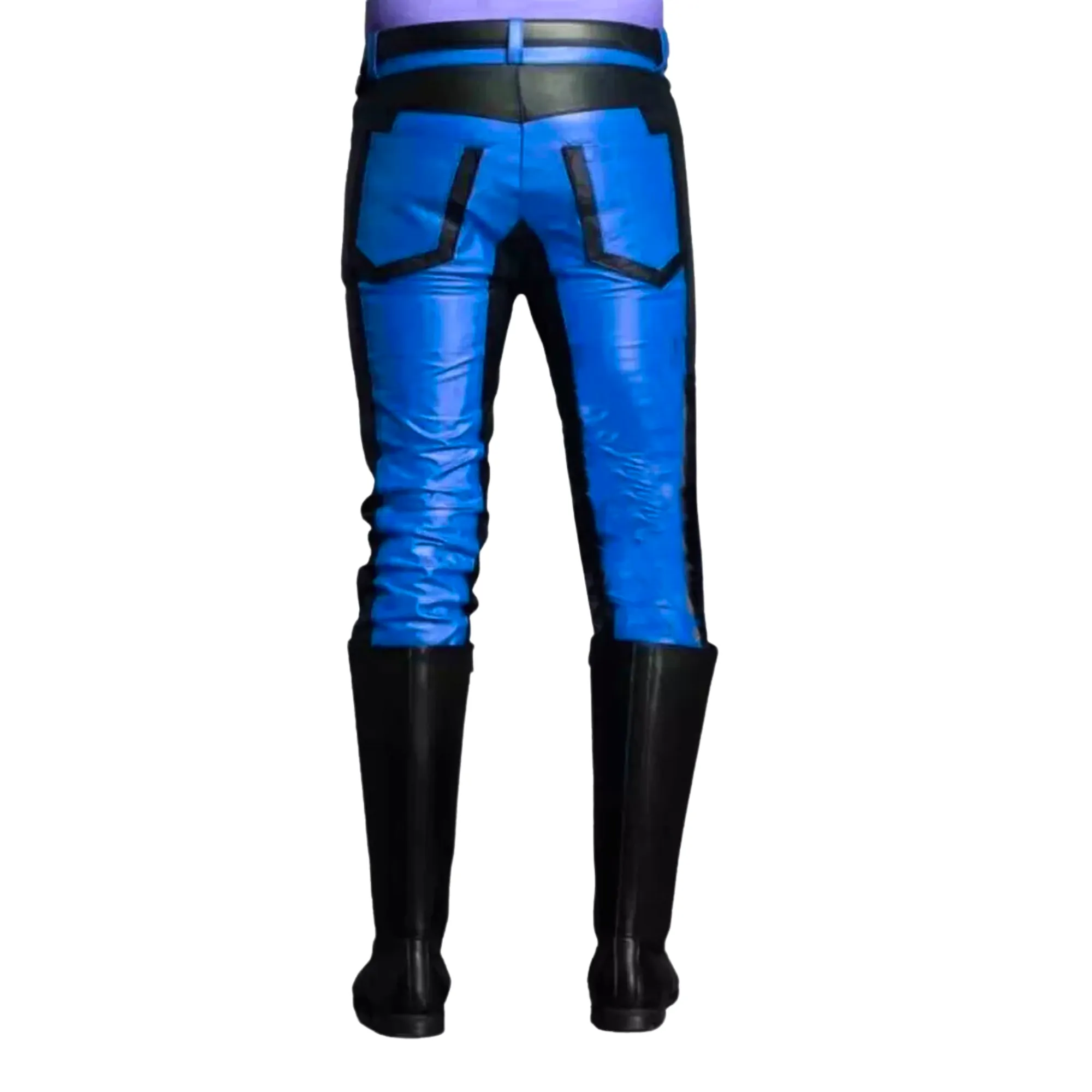 Mens Blue Leather Pants