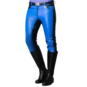 Mens Blue Leather Pants