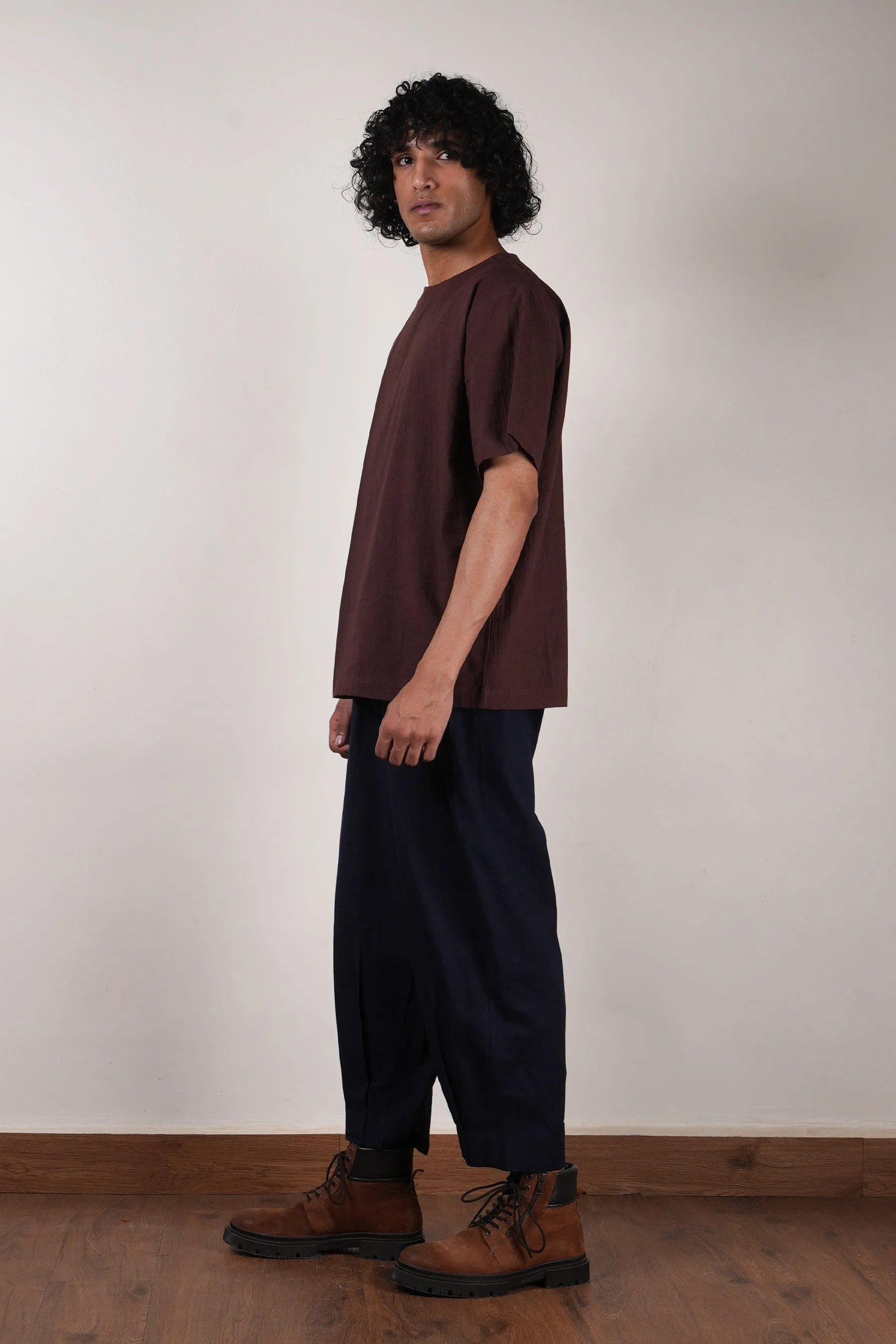 Men's Blue Pleated Trousers