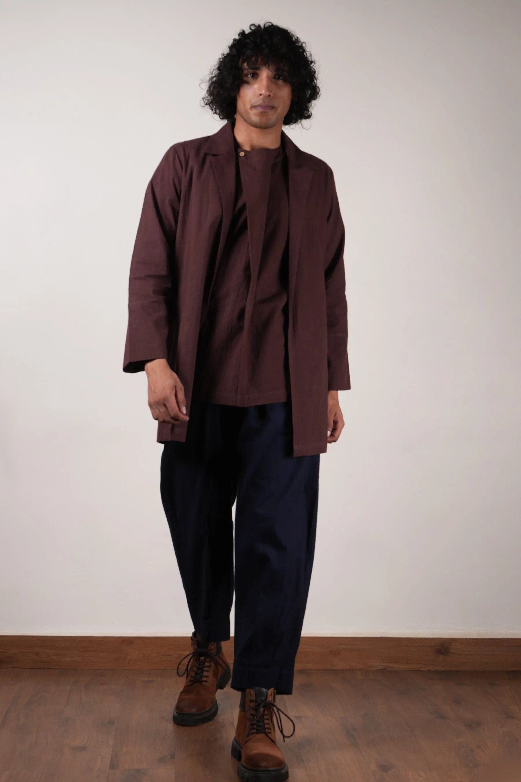 Men's Blue Pleated Trousers