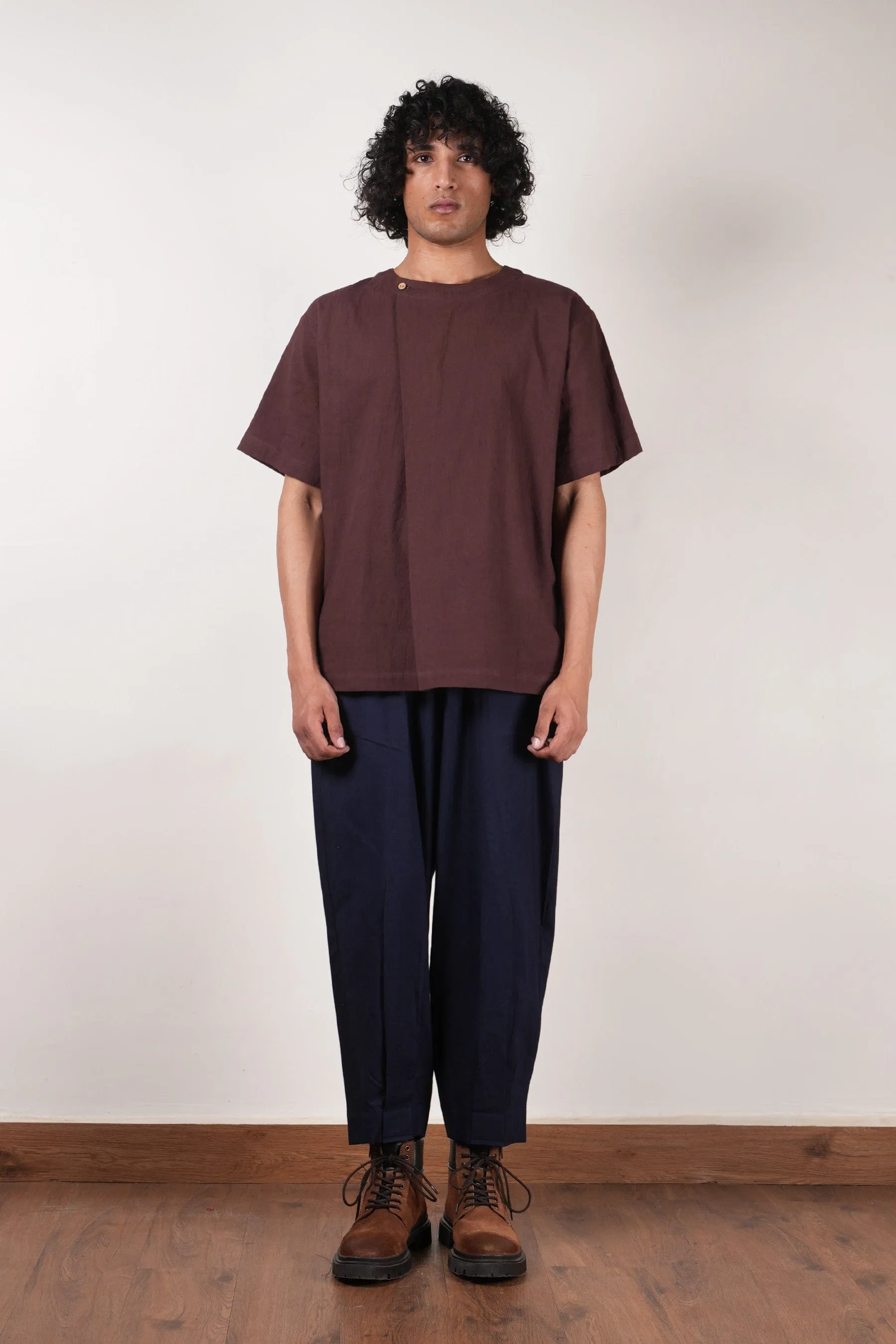 Men's Blue Pleated Trousers