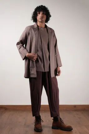 Men's Brown Pleated Trousers