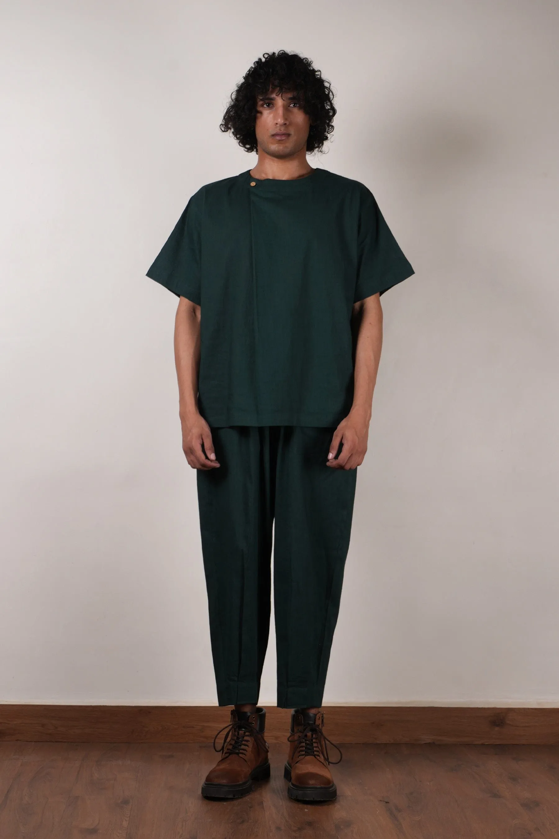 Men's Green Pleated Trousers