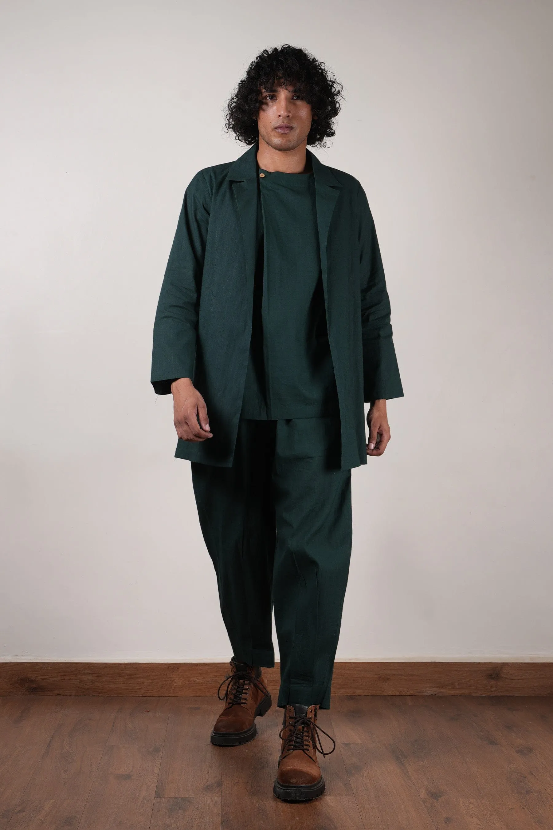 Men's Green Pleated Trousers