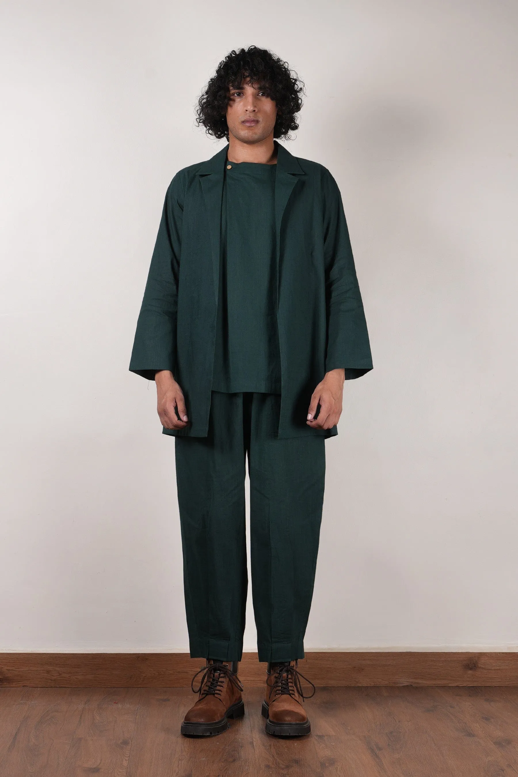 Men's Green Pleated Trousers