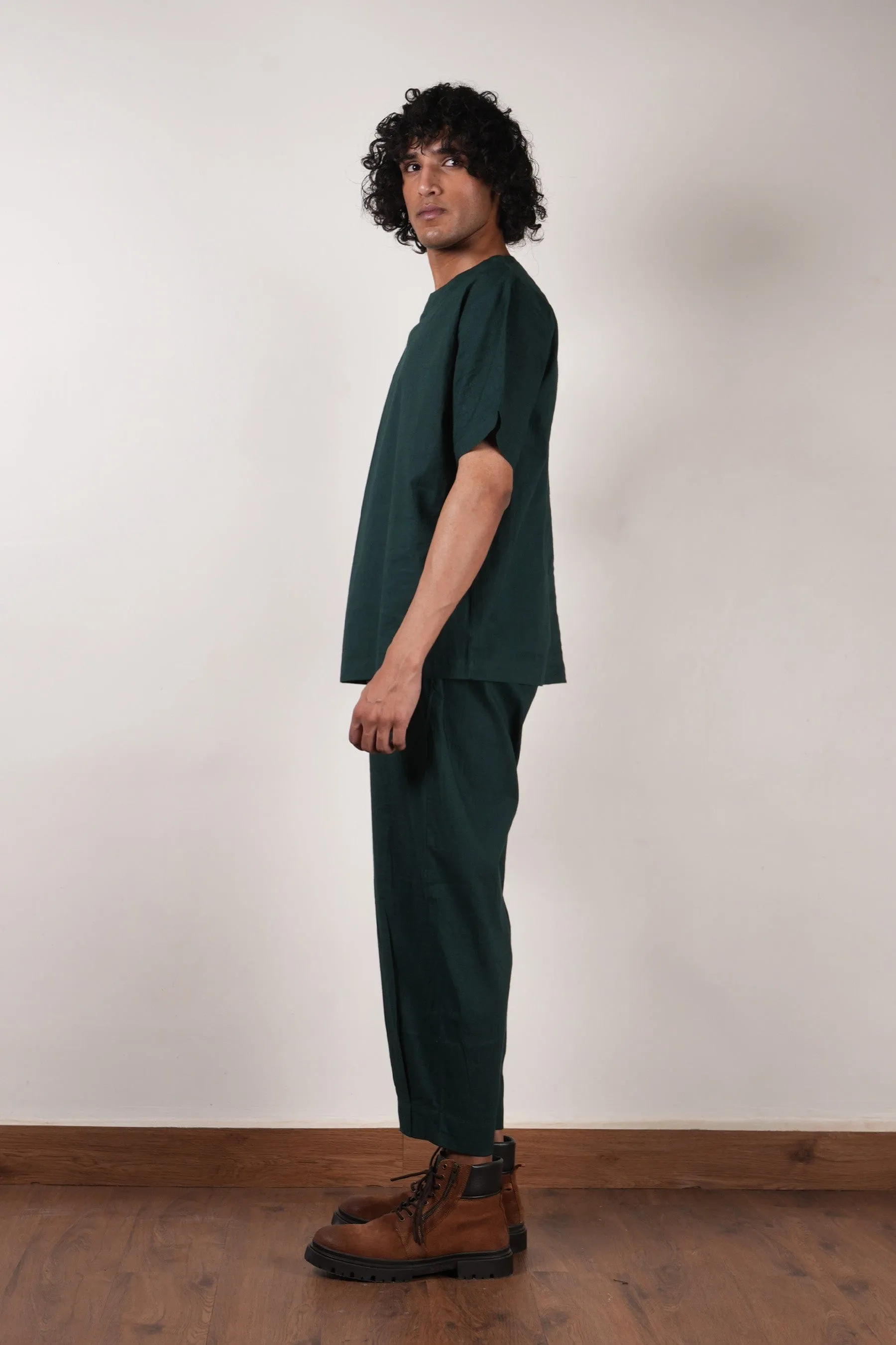 Men's Green Pleated Trousers