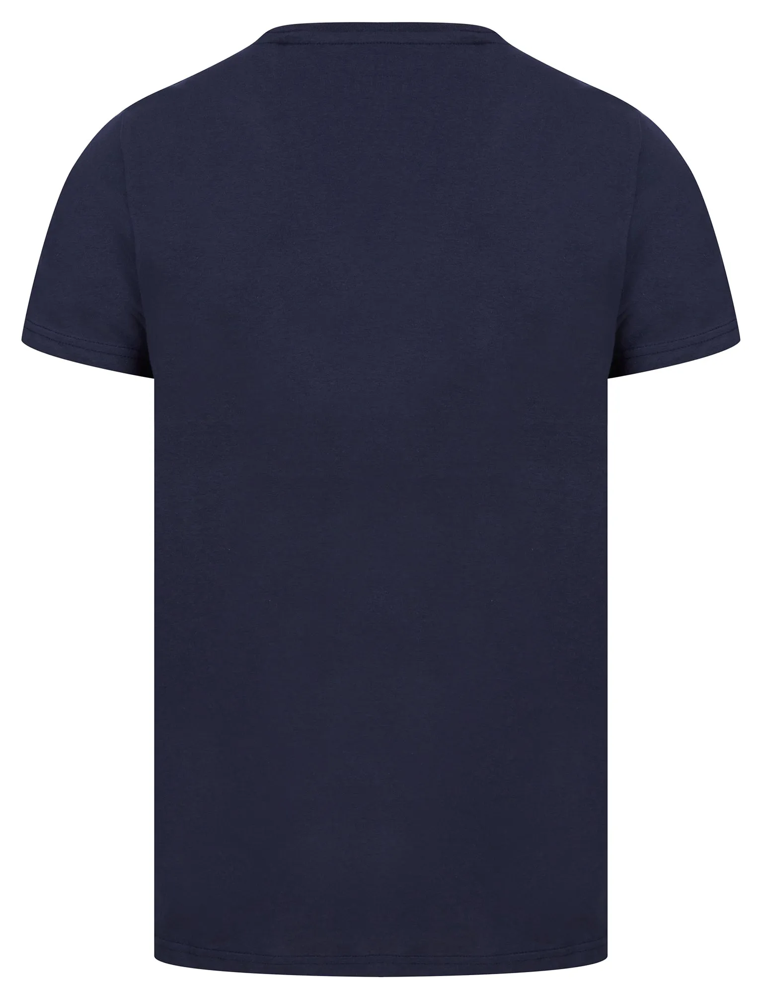 Men's Rudolph Snowflake Motif Novelty Cotton Christmas T-Shirt in Peacoat Blue - Merry Christmas