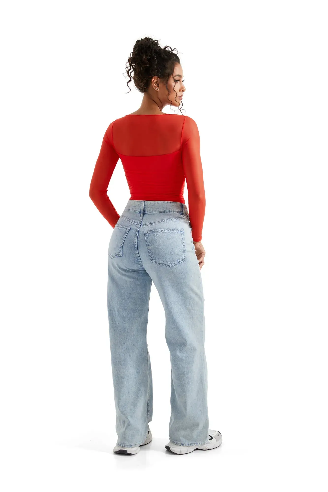 Mesh Boat Neck Shirt - Long Sleeve
