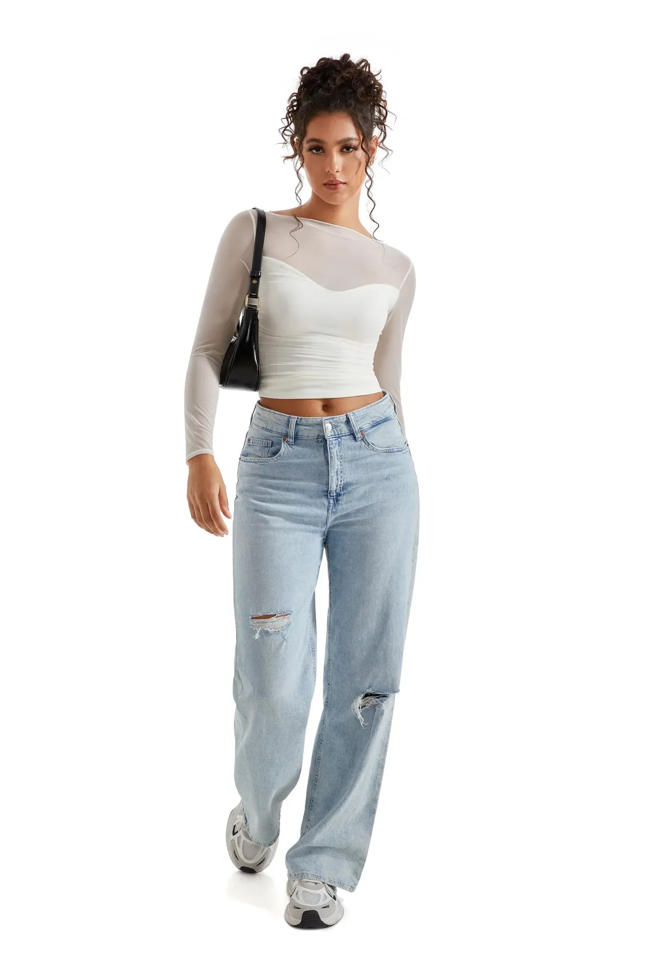 Mesh Boat Neck Shirt - Long Sleeve
