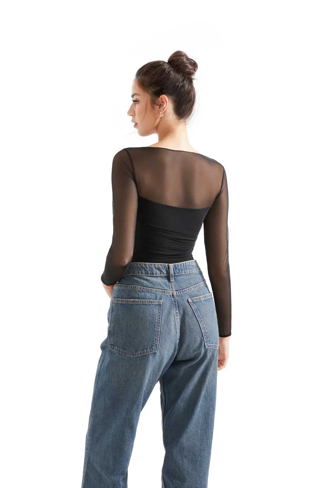 Mesh Boat Neck Shirt - Long Sleeve