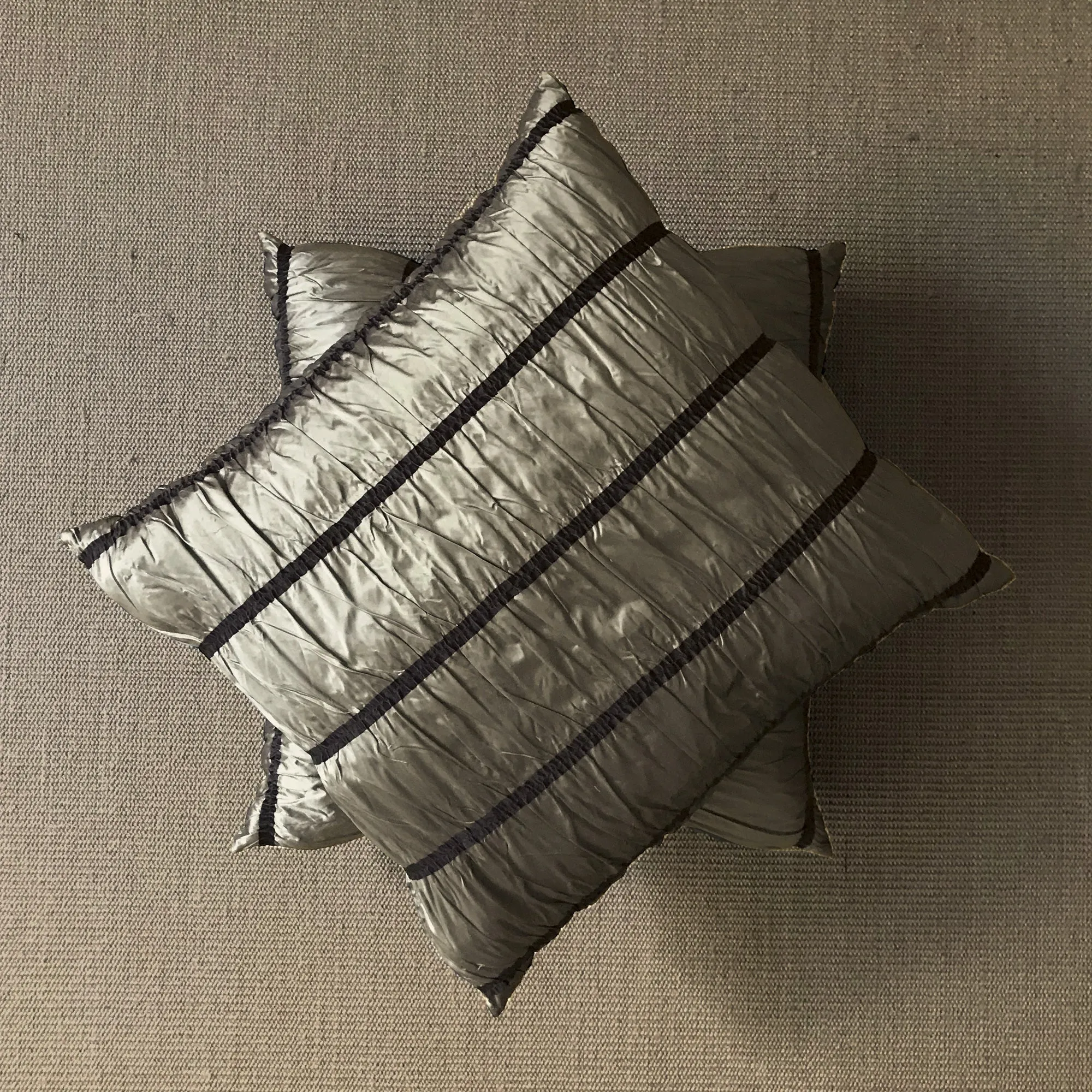 Metallic Bronze Silk Pleated Throw Pillow Cover 24x24