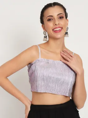 Metallic Pleated Spaghetti Crop Top