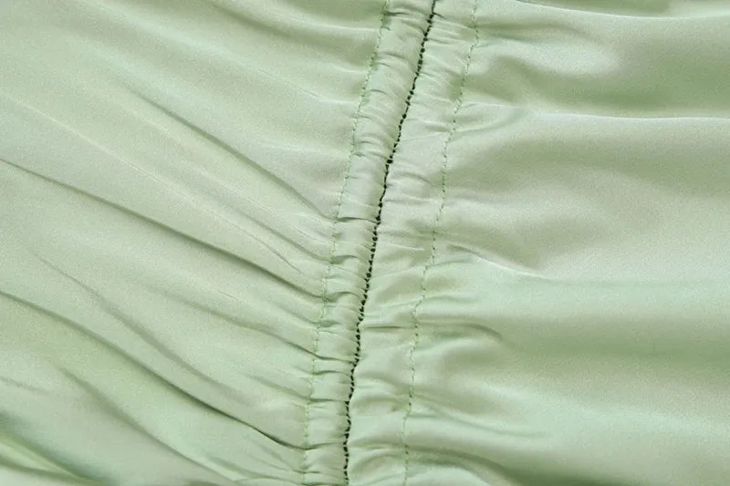 Mint Satin Strapless Slit Dress