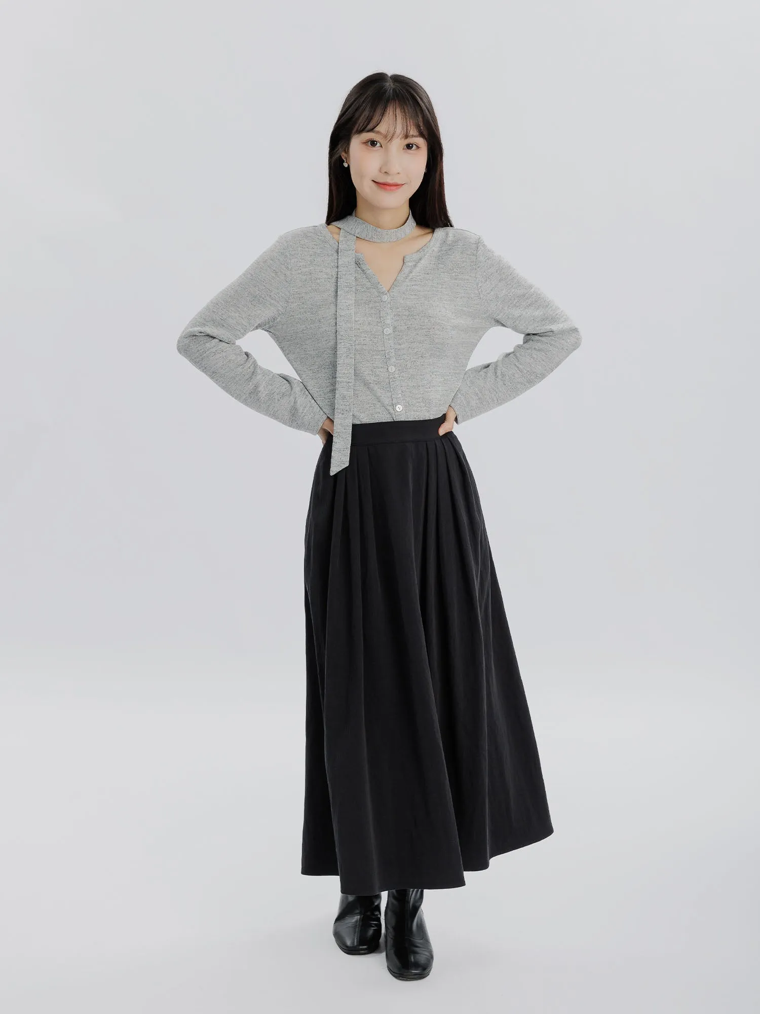 Moonlit Side Pleated Skirt
