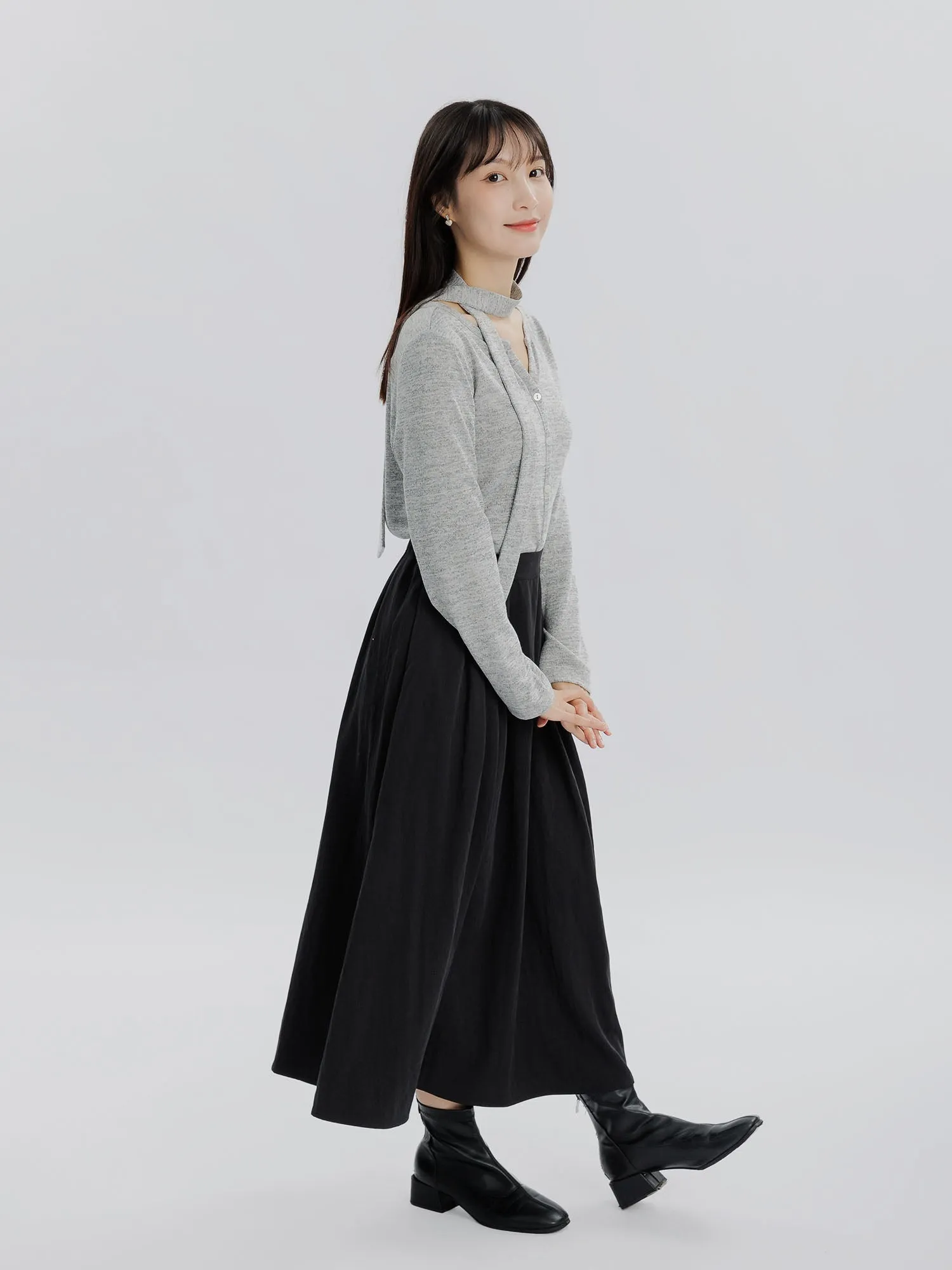 Moonlit Side Pleated Skirt