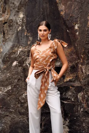 Naida Top - Amy Print (Brown)