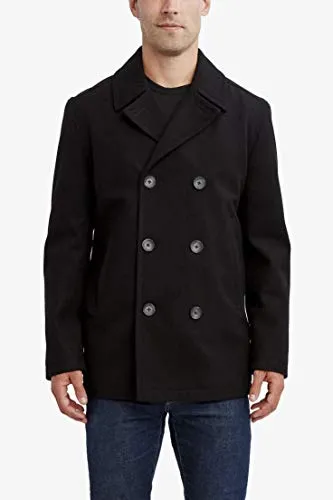 Nautica Men's Classic Double Breasted Peacoat, Black, Small