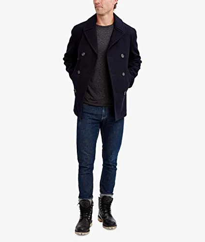 Nautica Men's Classic Double Breasted Peacoat, Black, Small