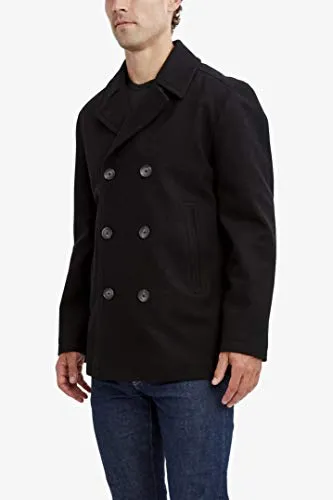 Nautica Men's Classic Double Breasted Peacoat, Black, Small