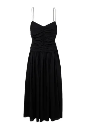   NET SUSTAIN Gathered Pleated Organic Cotton and Silk-Blend Midi Dress