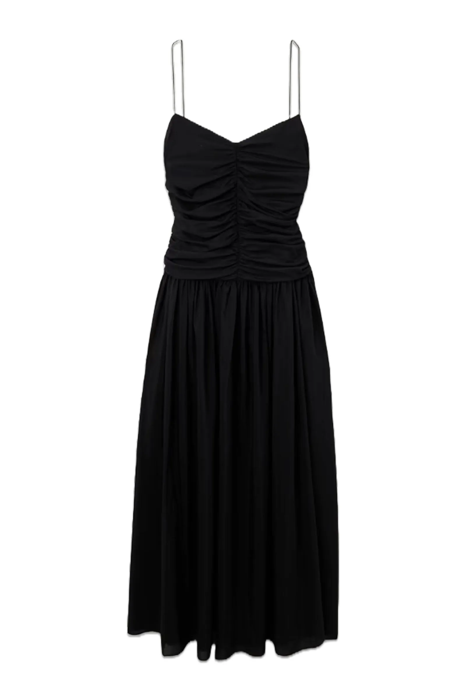   NET SUSTAIN Gathered Pleated Organic Cotton and Silk-Blend Midi Dress