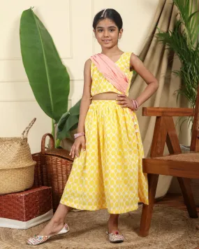 Nur Girls Hand-Block Printed Cotton Ethnic Lehenga Set