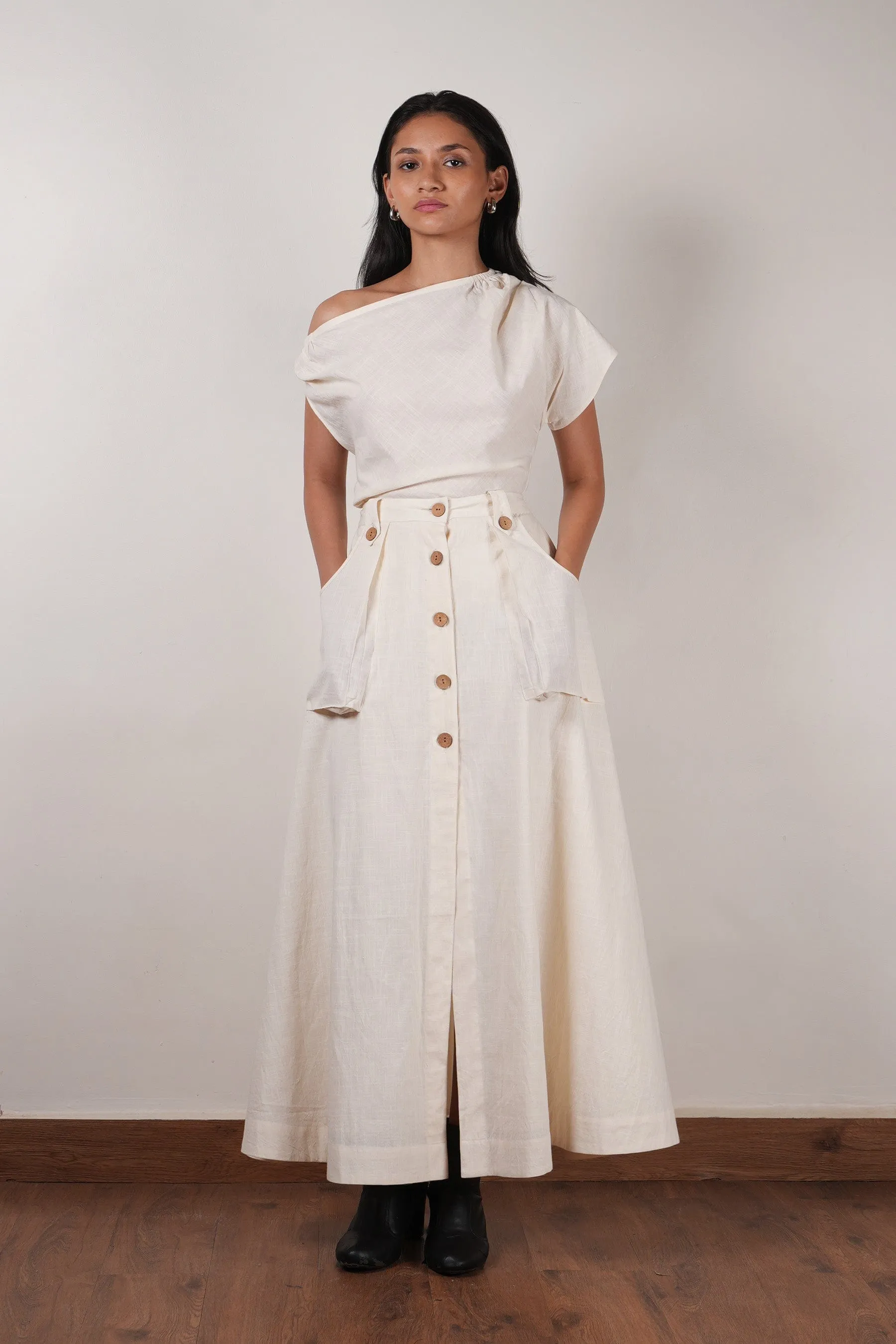 Off-White One-Shoulder Set (2 PCS)