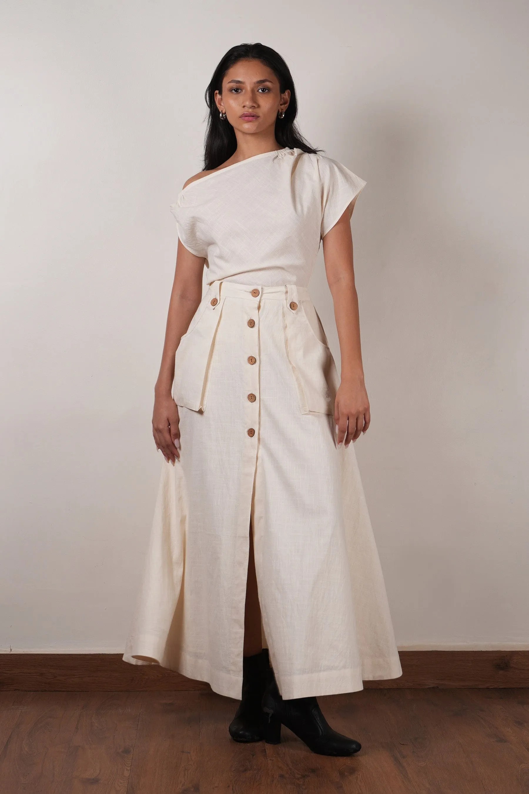 Off-White One-Shoulder Set (2 PCS)