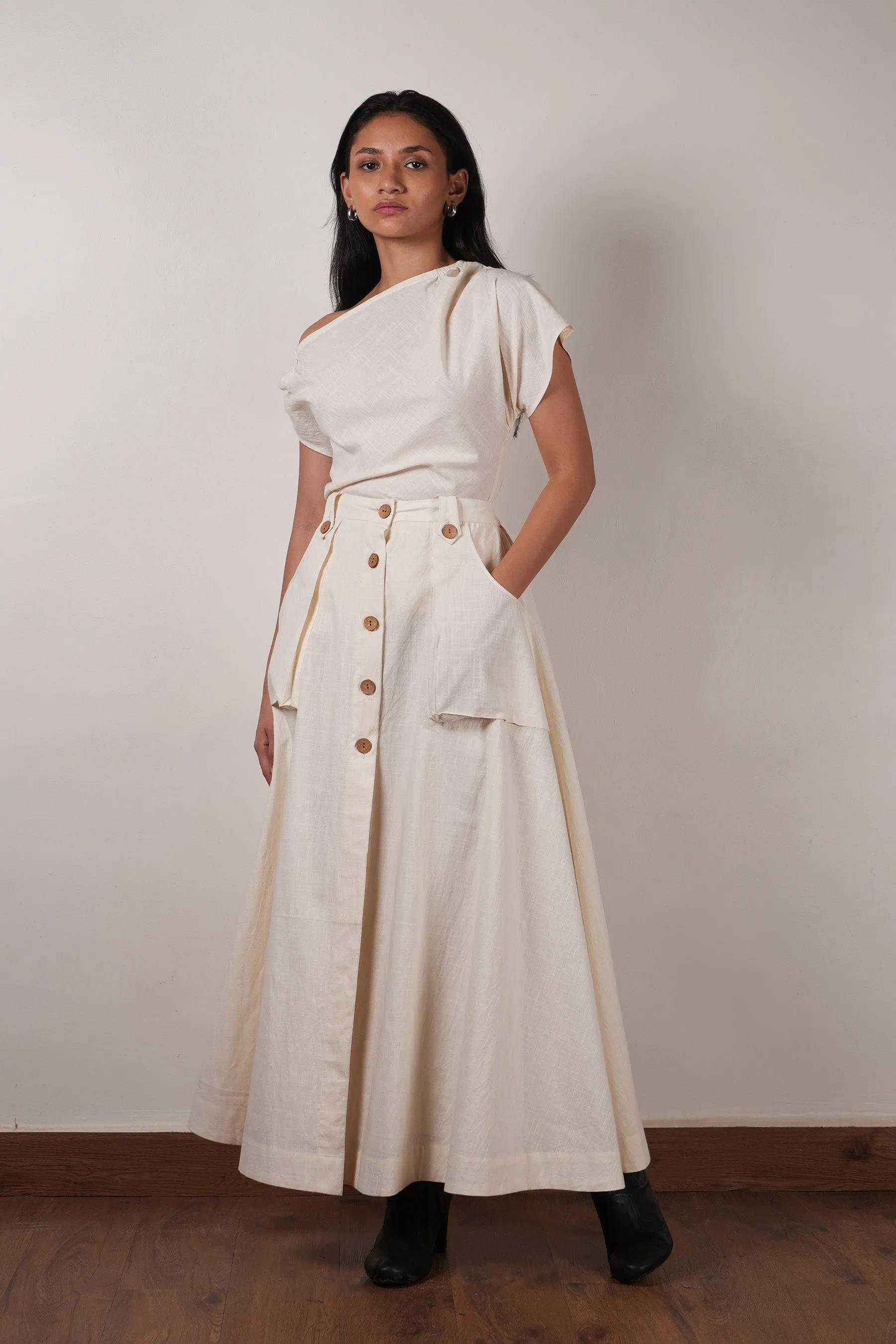 Off-White One-Shoulder Set (2 PCS)