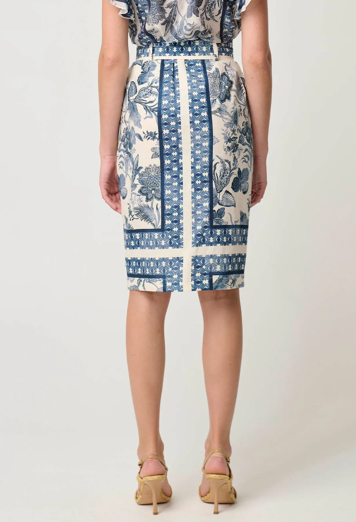 Once Was - Delray Linen Viscose Skirt in Ink Flè print