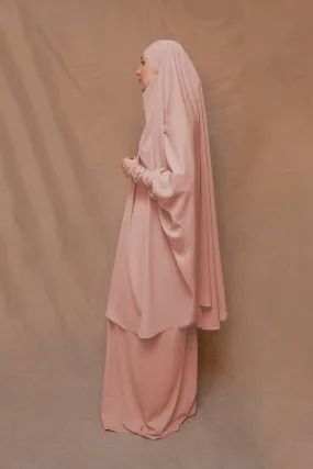 Pink Moira prayer Umrah gown with niqab feature