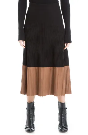 Pleated Colorblock Knit Skirt