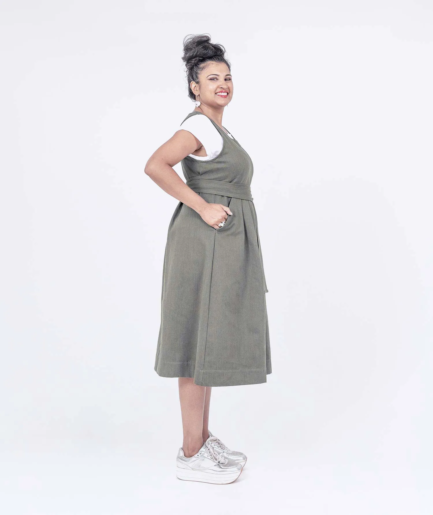 Pleated Pinafore Dress