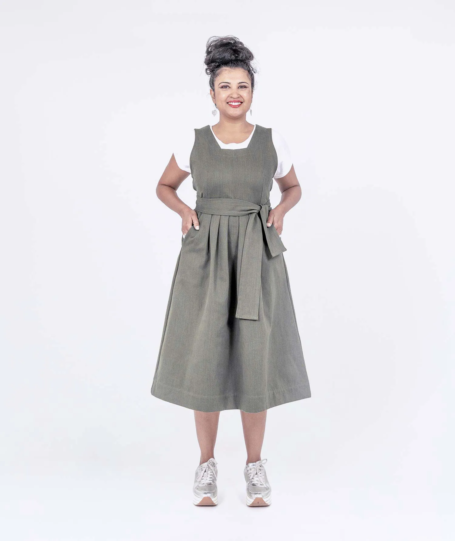 Pleated Pinafore Dress