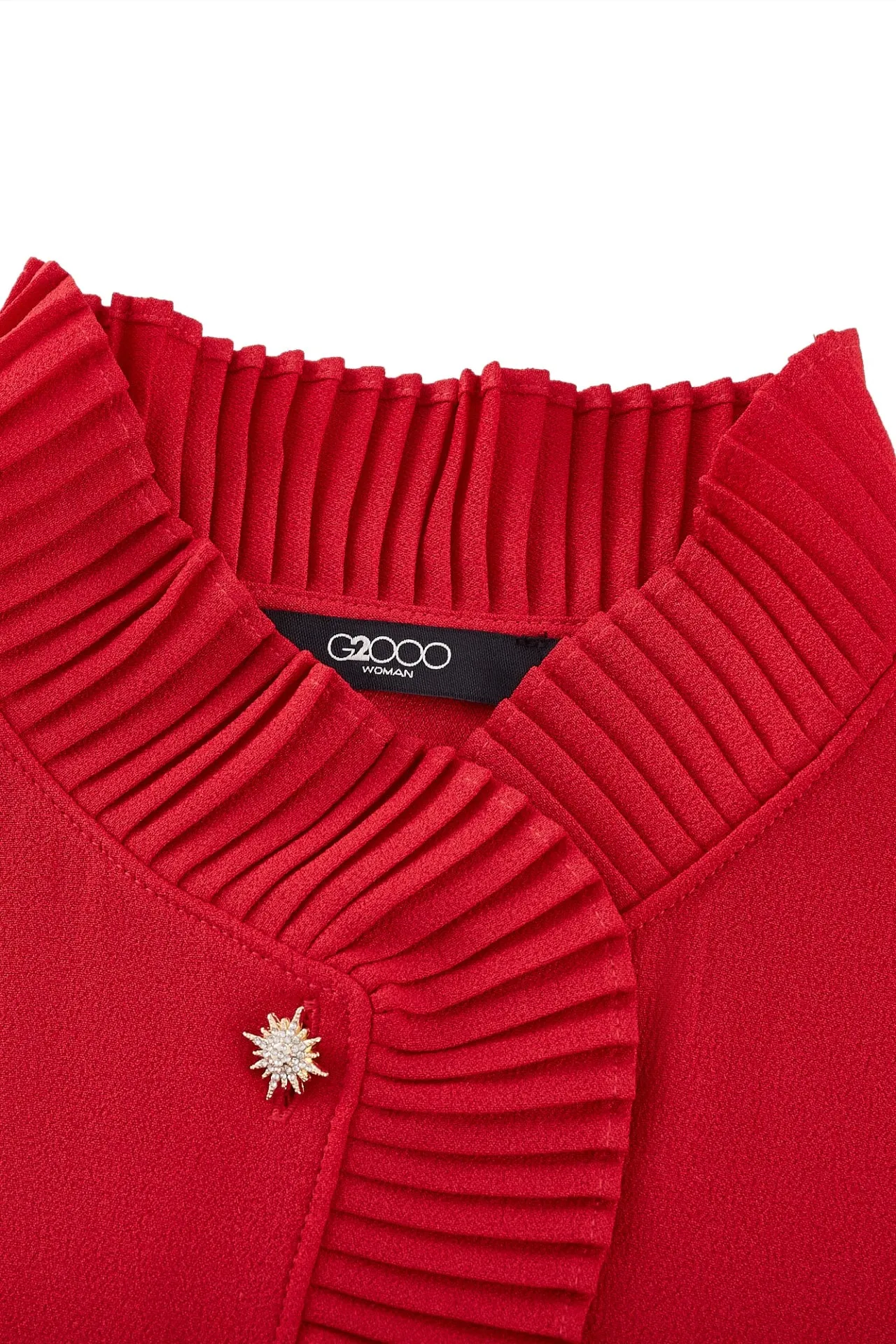 Pleated Stand Collar 
Blouse