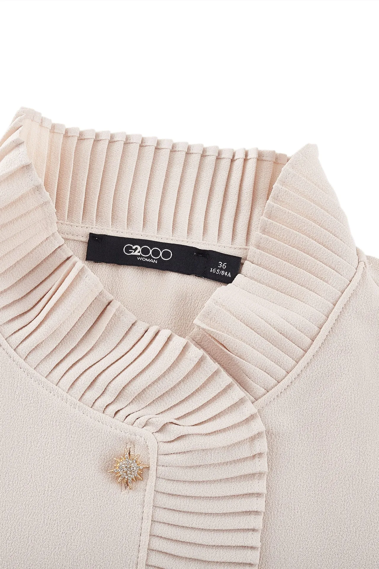 Pleated Stand Collar 
Blouse