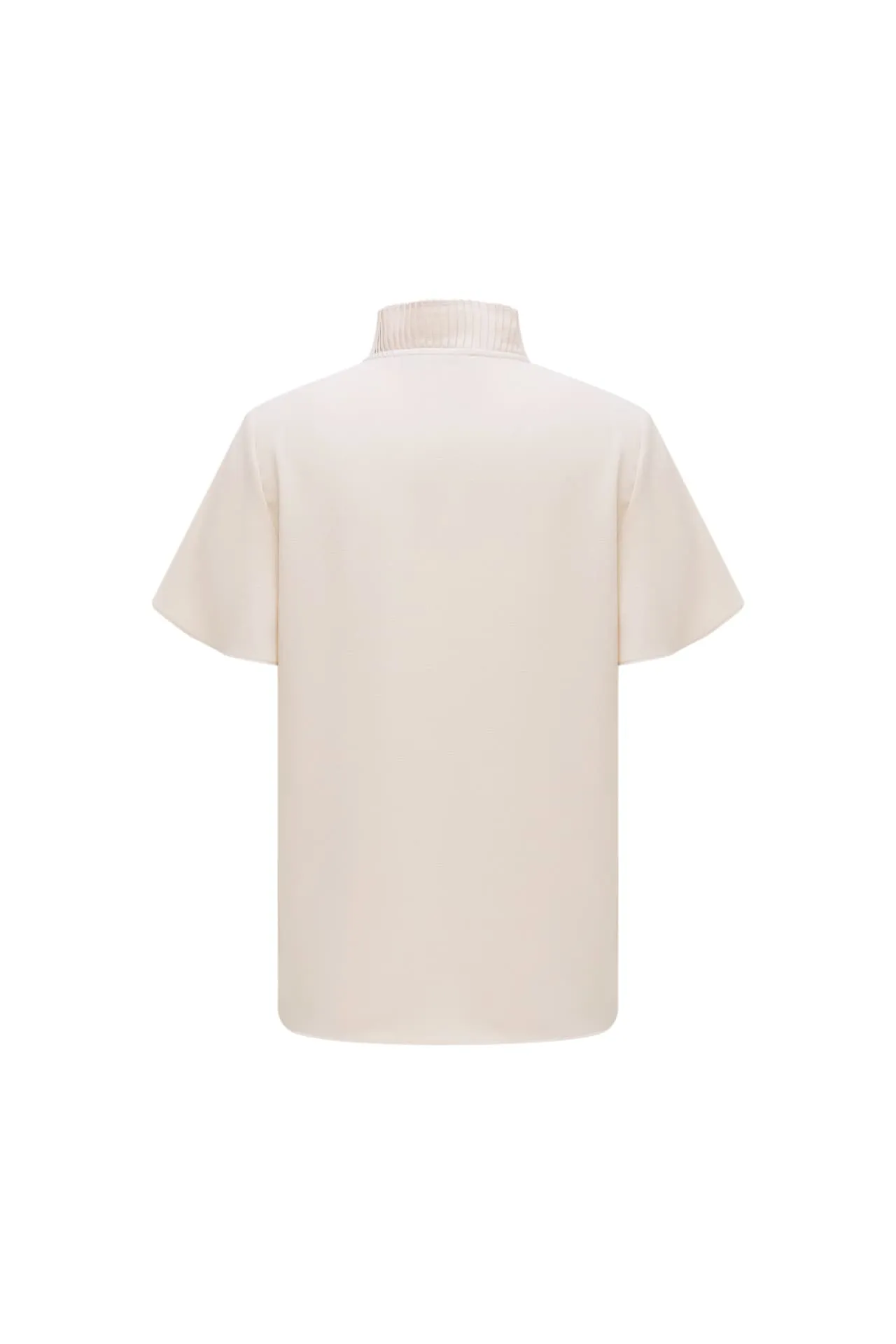 Pleated Stand Collar 
Blouse