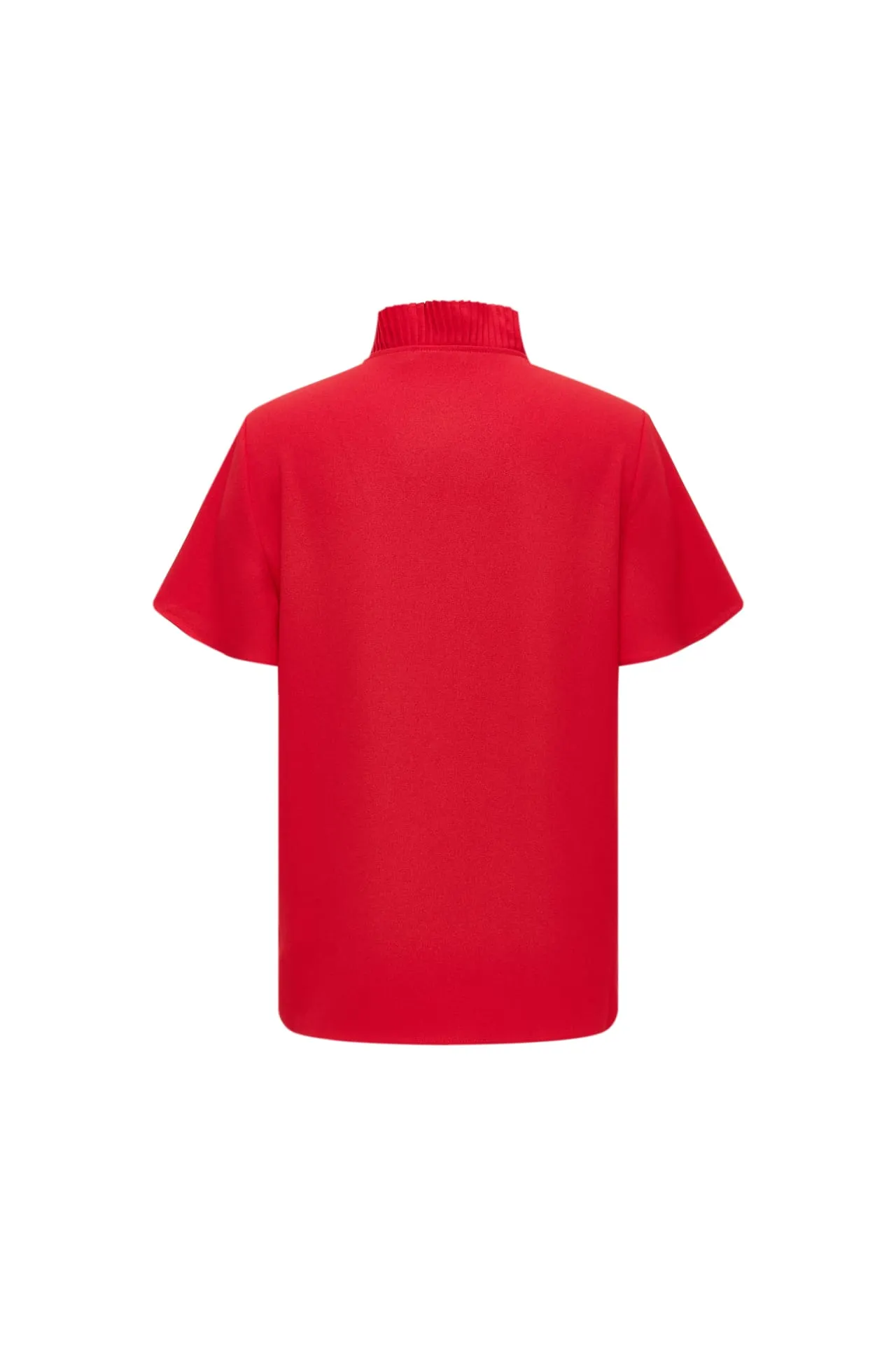 Pleated Stand Collar 
Blouse