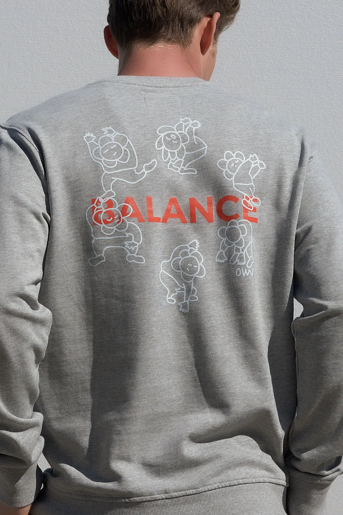 Printed Men's Crew Neck Sweatshirt Grey Melange