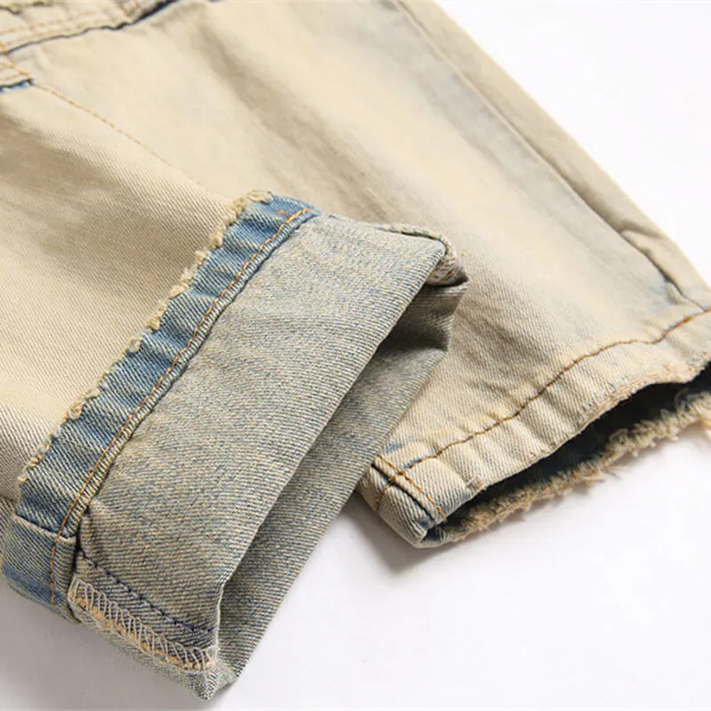 Punk Ripped Patch Cotton Men's Pants