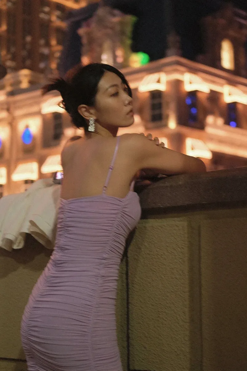 Purple Pleated Slip Dress